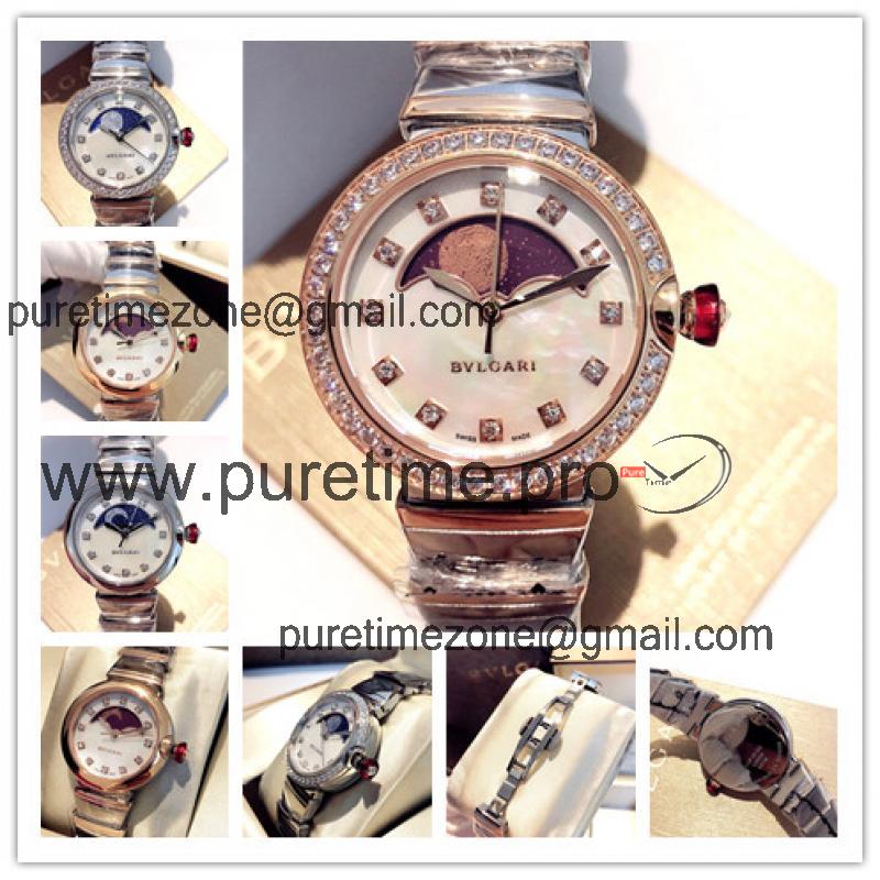 Replica Lvcea Swiss Quartz Movement Womens Watch MOP Moon Dial Two Tone Rose Gold E20