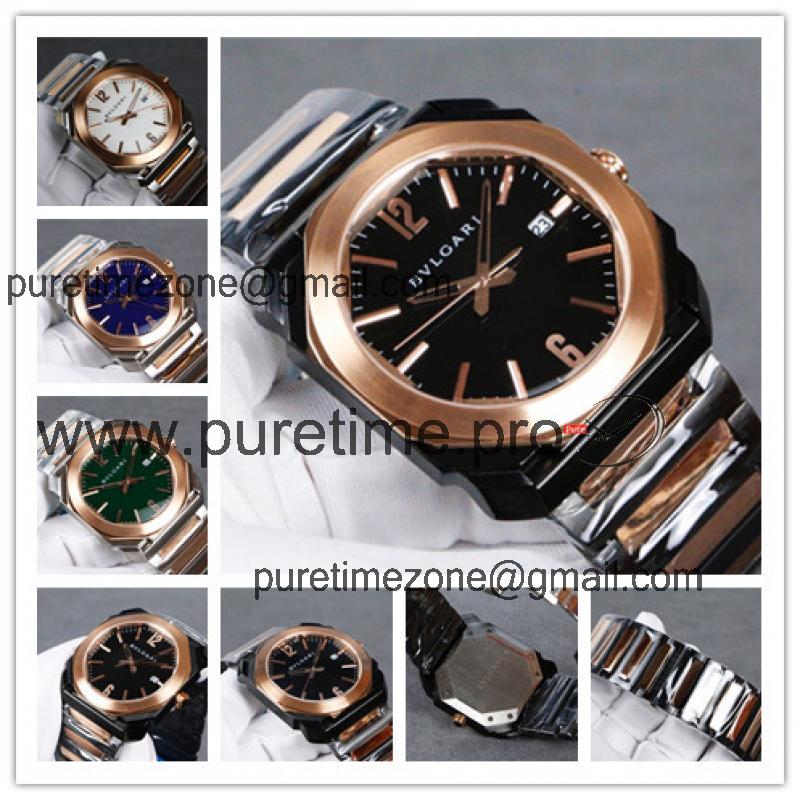 Replica Octo Japan Quartz Movement Mens Watch Black Dial Two Tone Rose Gold D E26