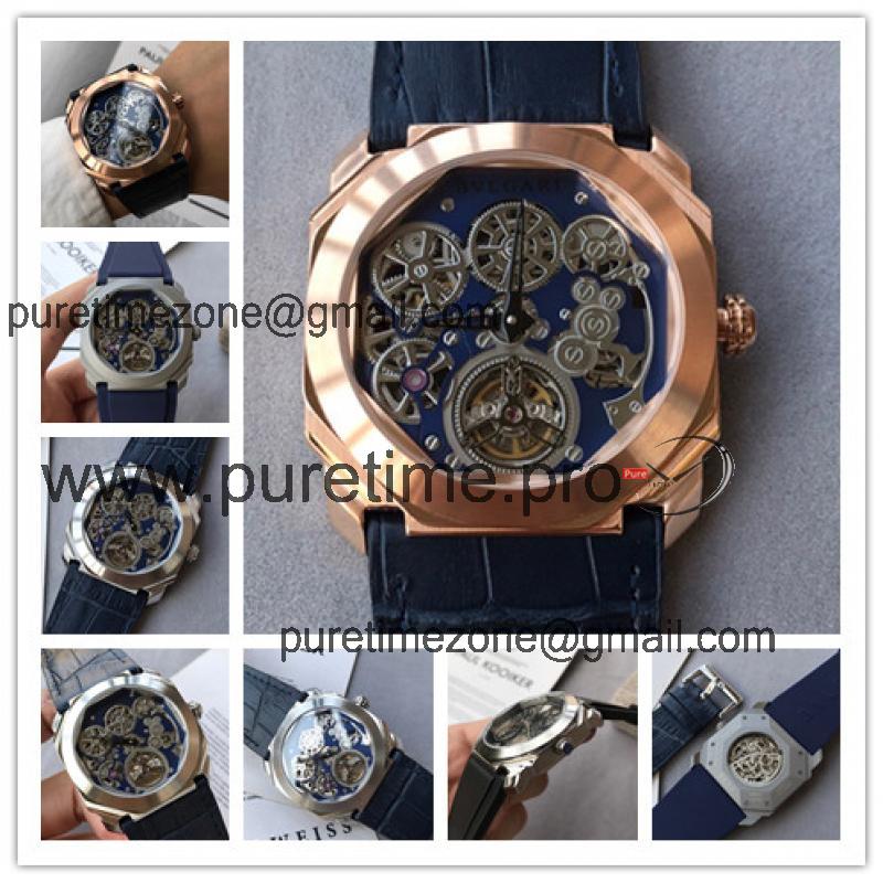 Replica Octo A21j Automatic Movement  Mens Watch Skeleton Dial Leather Strap E27