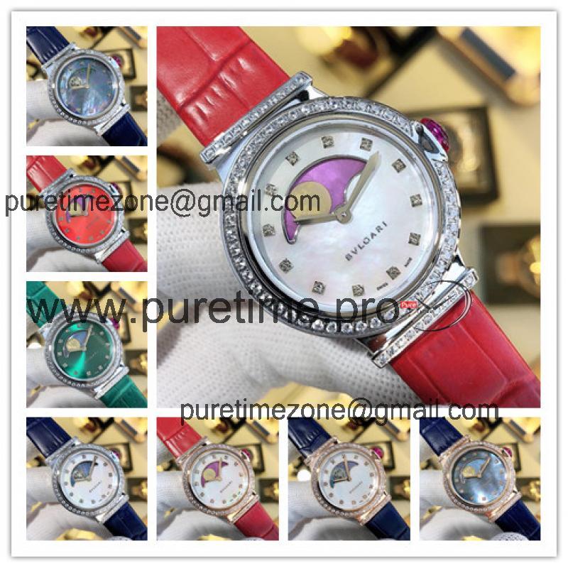 Replica Lvcea Swiss Quartz Movement Womens Watch MOP Dial Diamonds Case Leather Strap E28