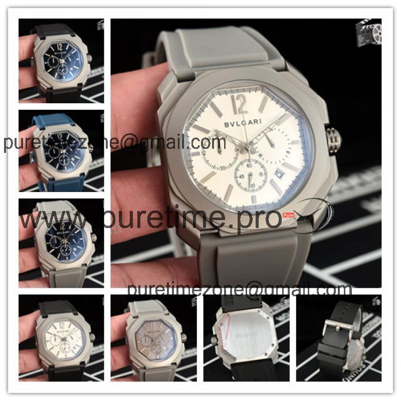 Replica Octo Japan Quartz Movement Mens Watch White Dial Rubber Strap C E29