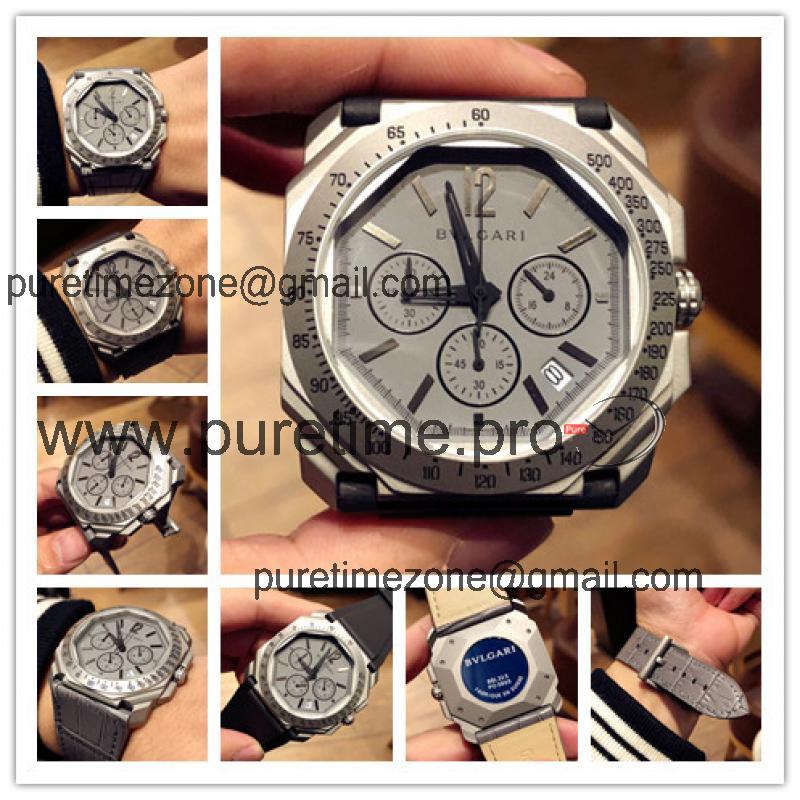 Replica Octo Japan VK Quartz Chronograph Movement Mens Watch Gray Dial Rubber Strap F02