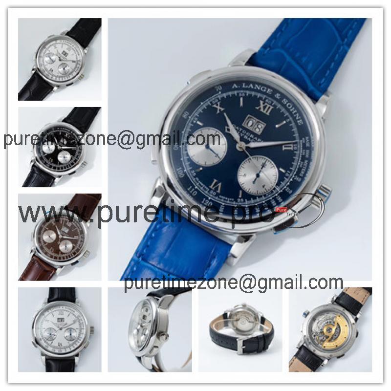 Replica Saxonia  A21j Automatic Movement Mens Watch Blue Dial Leather Strap D E02