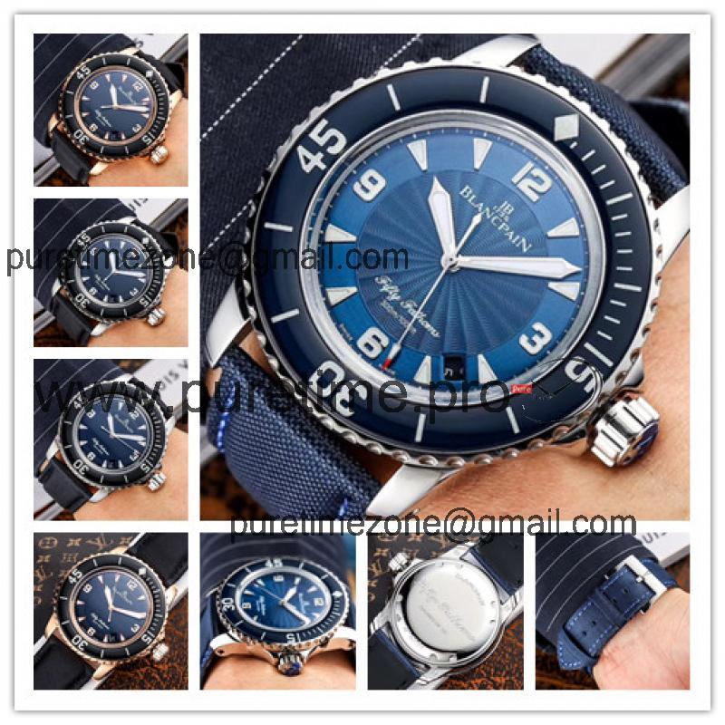 Replica Fifty Fathoms Japan Miyota 821A Automatic Movement Mens Watch Blue Dial Nylon Strap E05