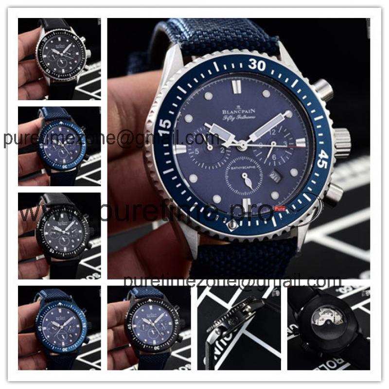 Replica Fifty Fathoms ST1612 Automatic Movement Mens Watch Blue Dial Nylon Strap E09