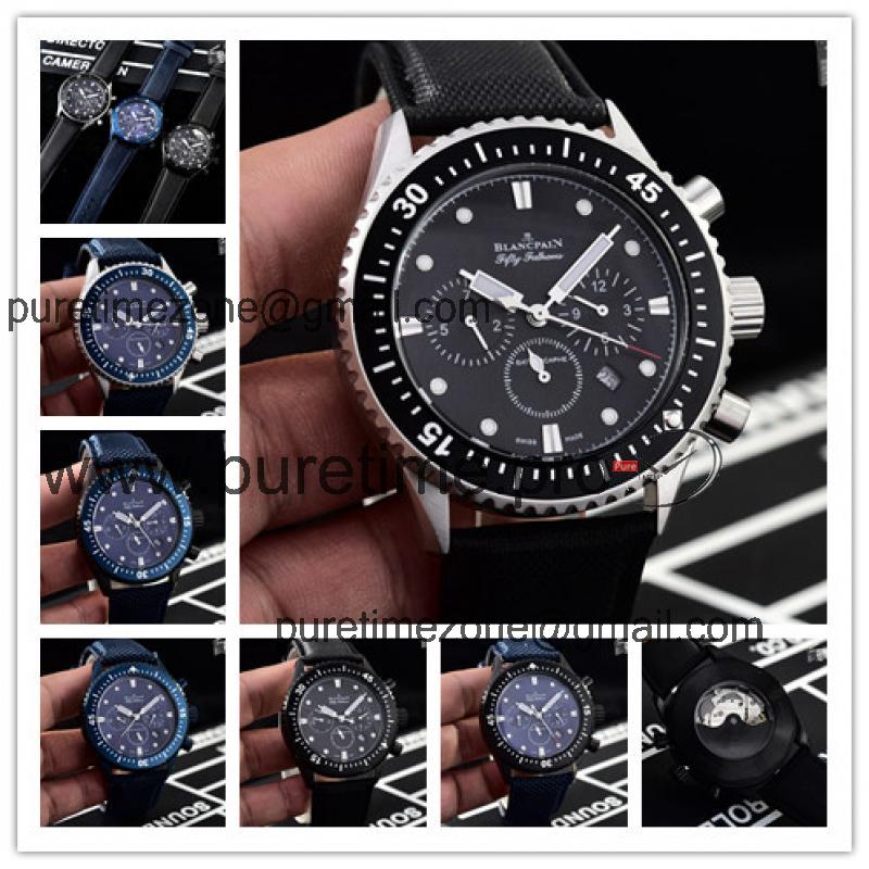 Replica Fifty Fathoms ST1612 Automatic Movement Mens Watch Black Dial Nylon Strap E10