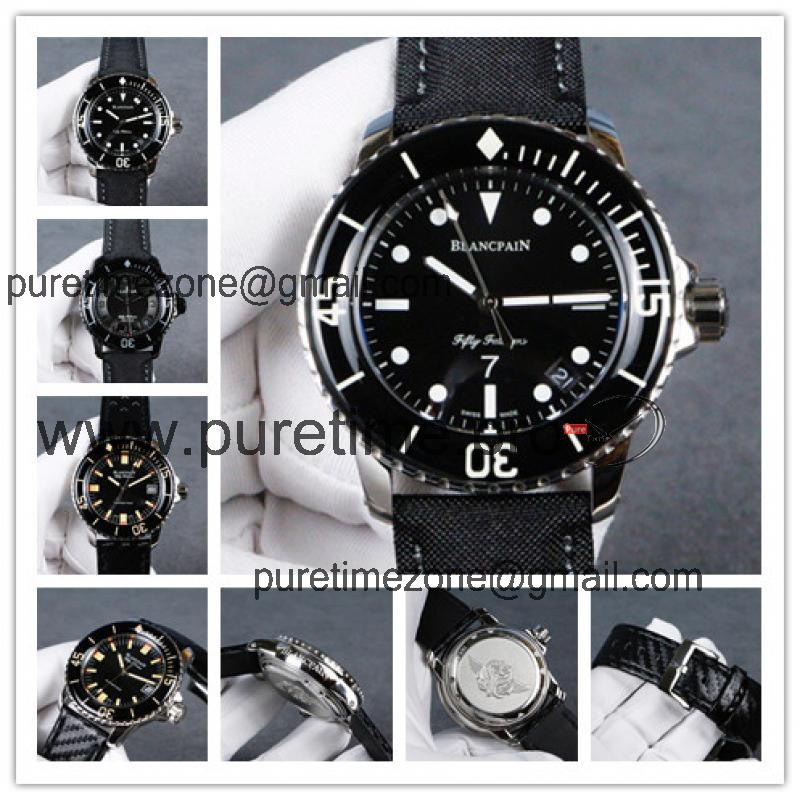 Replica Fifty Fathoms Japan Miyota 8215 Automatic Movement Mens Watch Black Dial Nylon Strap E11