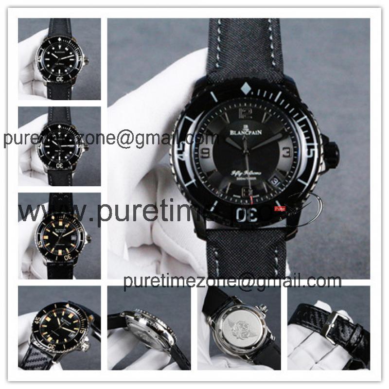 Replica Fifty Fathoms Japan Miyota 8215 Automatic Movement Mens Watch Black Dial Nylon Strap E13