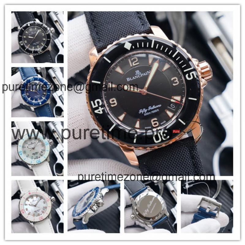 Replica Fifty Fathoms 1315 Automatic Movement Mens Watch Black Dial Nylon Strap E18