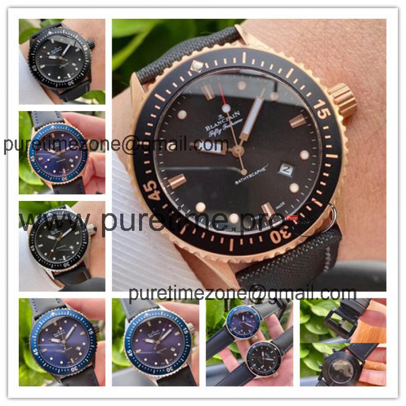 Replica Fifty Fathoms 1654 Automatic Movement Mens Watch Black Dial Nylon Strap E21