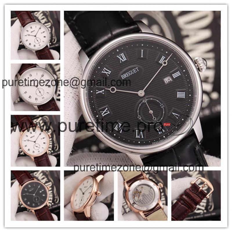 Replica Classique A21J Automatic Movement Mens Watch Black Dial Leather Strap B E01