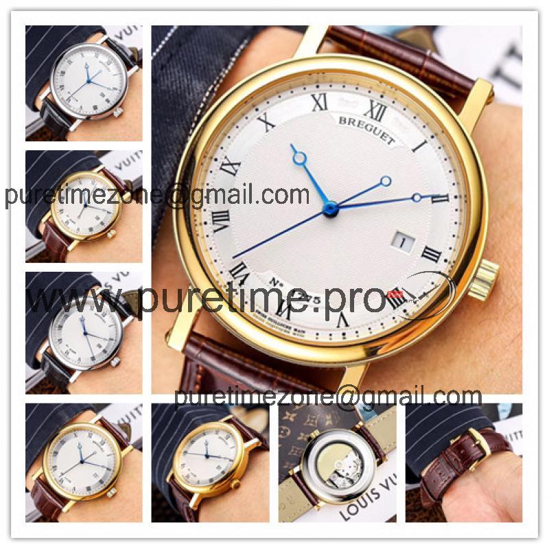 Replica Classique Japan Miyota 821A Automatic Movement Mens Watch White Dial Leather Strap E05