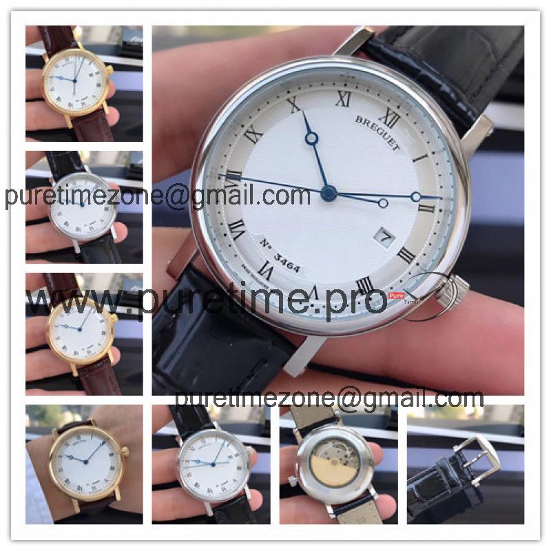 Replica Classique Japan Miyota 8215 Automatic Movement Mens Watch White Dial Leather Strap E07