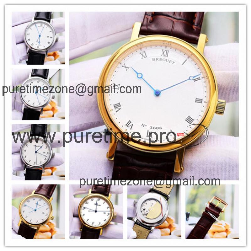 Replica Classique Japan Miyota 8215 Automatic Movement Mens Watch White Dial Leather Strap E08