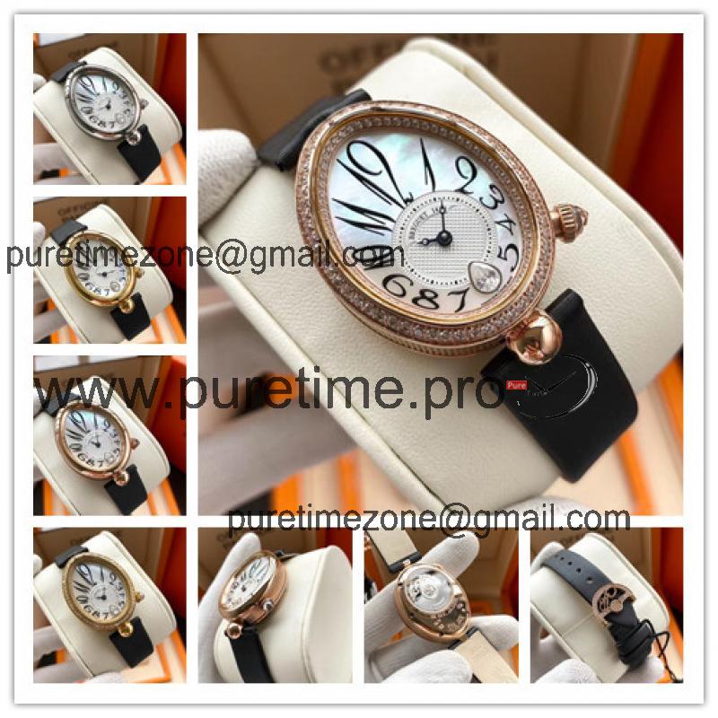 Replica Reine De Naples A21J Automatic Movement Womens Watch MOP Dial Diamonds Case Leather Strap E16