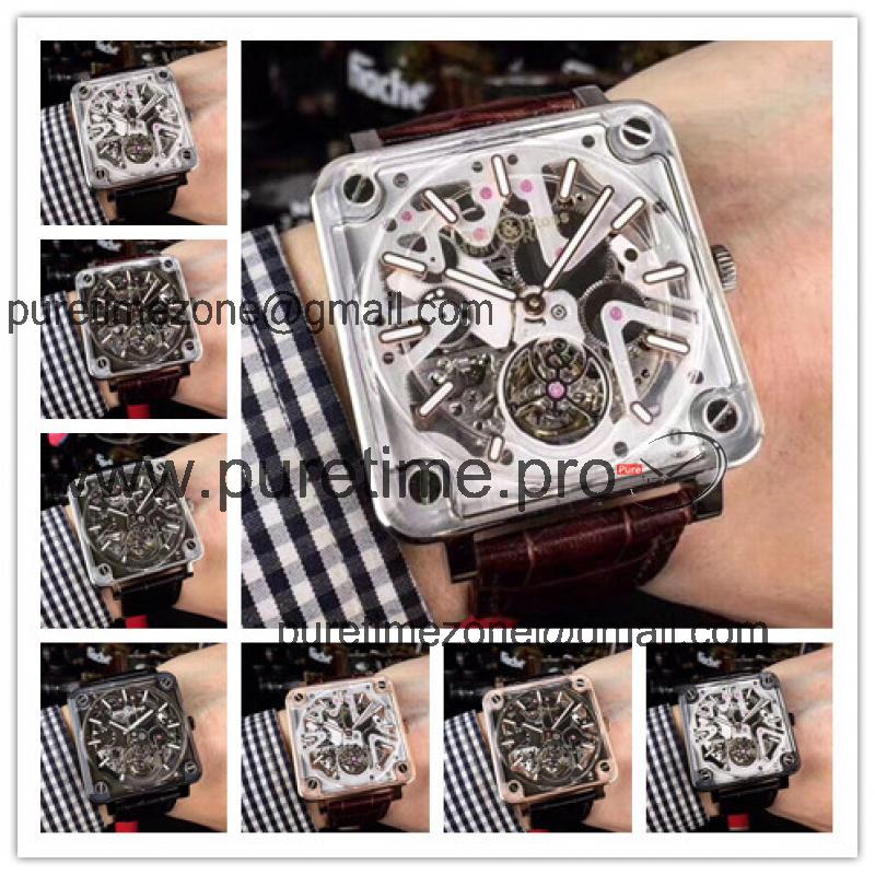 Replica Experimental A21J Automatic Movement Mens Watch Skeleton Dial Leather Strap F07