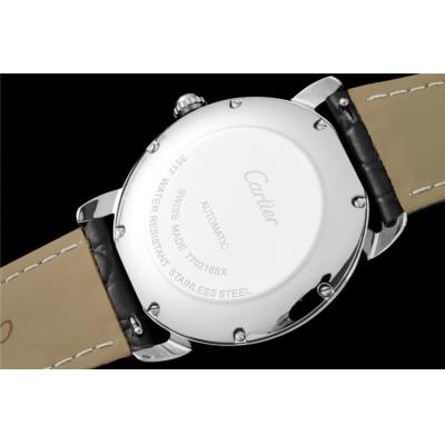 Replica Ronde A21j Automatic Movement Mens Watch White Dial Leather Strap E261