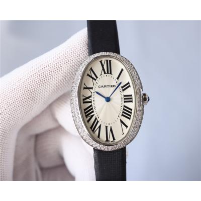 Replica Baignoire A21j Automatic Movement Womens Watch White Dial Leather Strap E266