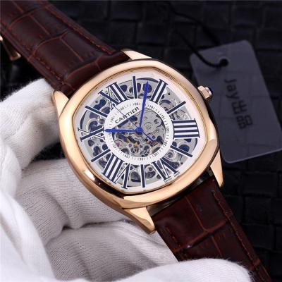 Replica Drive A21j Automatic Movement Mens Watch Skeleton Dial Leather Strap A G07