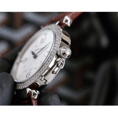 Replica Pasha Swiss Quartz Movement Womens Watch White Dial Leather Strap A G11