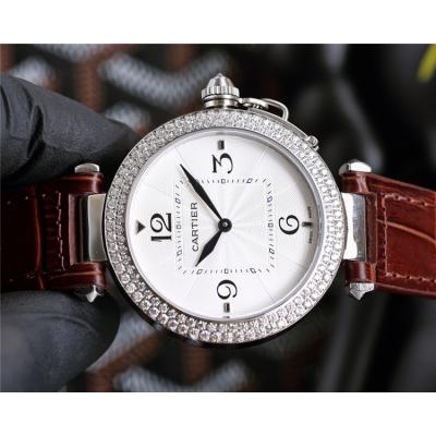 Replica Pasha Swiss Quartz Movement Womens Watch White Dial Leather Strap A G11