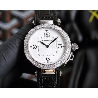 Replica Pasha Swiss Quartz Movement Womens Watch White Dial Leather Strap A G11