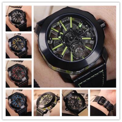 Replica Gerald Genta Octo A21J Automatic Movement Mens Watch Tourbillon Dial Leather Strap E03