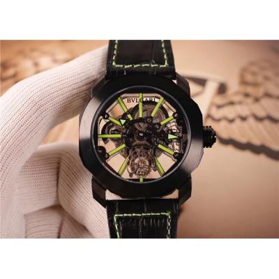 Replica Gerald Genta Octo A21J Automatic Movement Mens Watch Tourbillon Dial Leather Strap E03