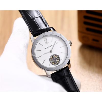 Replica A21J Automatic Movement Mens Watch White Dial Leather Strap B E05