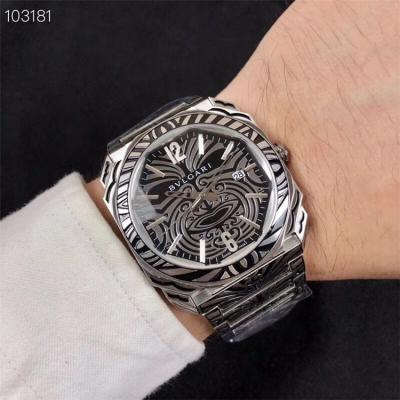 Replica Octo Japan Quartz Movement Mens Watch Graffiti Dial Vintage Engraving Rose Gold Bracelet ​ E07