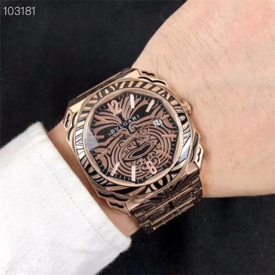 Replica Octo Japan Quartz Movement Mens Watch Graffiti Dial Vintage Engraving Rose Gold Bracelet ​ E07