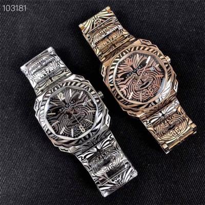 Replica Octo Japan Quartz Movement Mens Watch Graffiti Dial Vintage Engraving Rose Gold Bracelet ​ E07