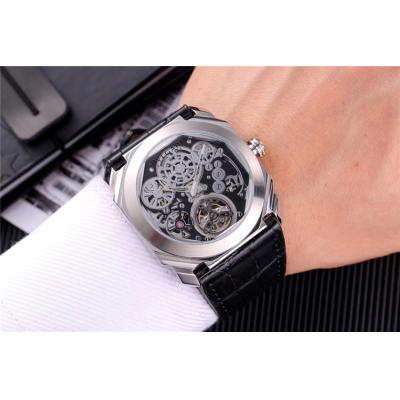 Replica Octo A21j Automatic Movement Mens Watch Skeleton Dial Leather Strap E09