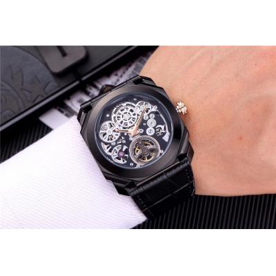 Replica Octo A21j Automatic Movement Mens Watch Skeleton Dial Leather Strap E09