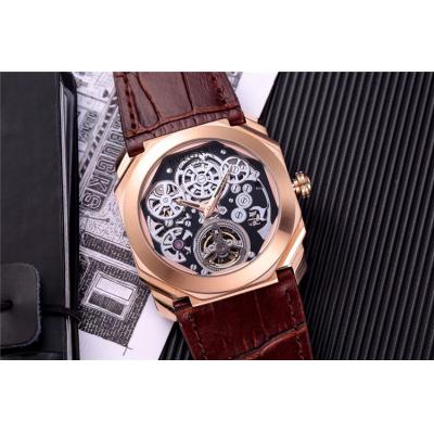 Replica Octo A21j Automatic Movement Mens Watch Skeleton Dial Leather Strap E09