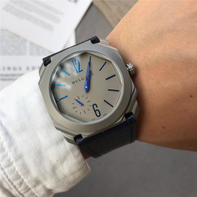 Replica Octo A21j Automatic Movement Mens Watch Gray Dial Leather Strap E13