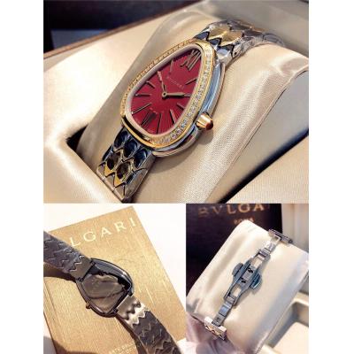 Replica Serpenti Swiss Quartz Movement Womens Watch Red Dial Rose Gold A E24