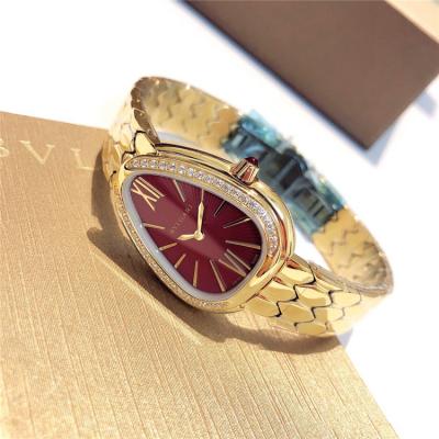 Replica Serpenti Swiss Quartz Movement Womens Watch Red Dial Rose Gold A E24