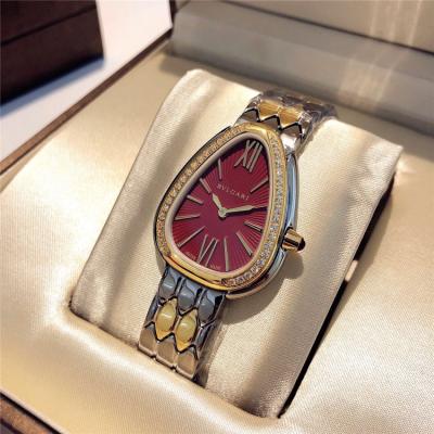 Replica Serpenti Swiss Quartz Movement Womens Watch Red Dial Two Tone Yellow Gold B E24