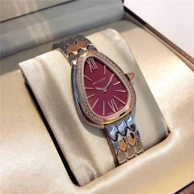 Replica Serpenti Swiss Quartz Movement Womens Watch Red Dial Two Tone Yellow Gold B E24