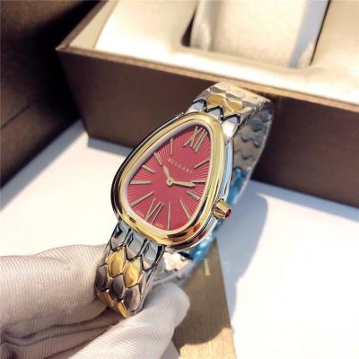 Replica Serpenti Swiss Quartz Movement Womens Watch Red Dial Two Tone Yellow Gold B E24