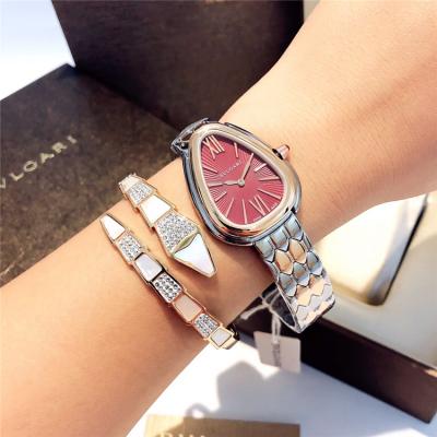 Replica Serpenti Swiss Quartz Movement Womens Watch Red Dial Two Tone Yellow Gold B E24