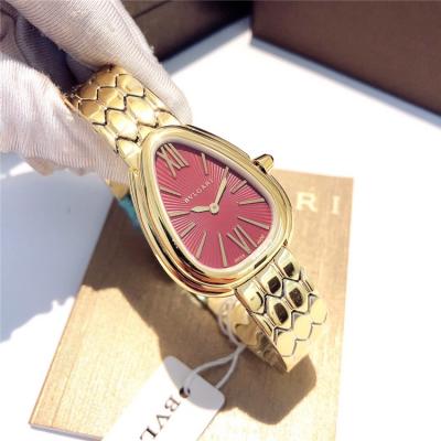 Replica Serpenti Swiss Quartz Movement Womens Watch Red Dial Two Tone Yellow Gold B E24