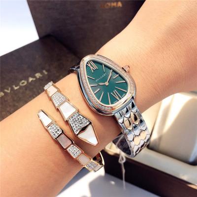 Replica Serpenti Swiss Quartz Movement Womens Watch Green Dial Stainless Steel E E24