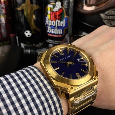 Replica Octo Japan Quartz Movement Mens Watch Blue Dial Yellow Gold B E25