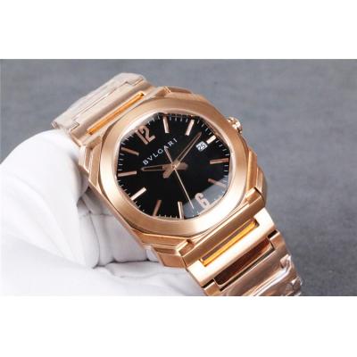 Replica Octo Japan Quartz Movement Mens Watch Blue Dial Rose Gold B E26