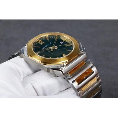 Replica Octo Japan Quartz Movement Mens Watch Green Dial Two Tone Yellow Gold C E26