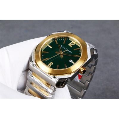 Replica Octo Japan Quartz Movement Mens Watch Green Dial Two Tone Yellow Gold C E26