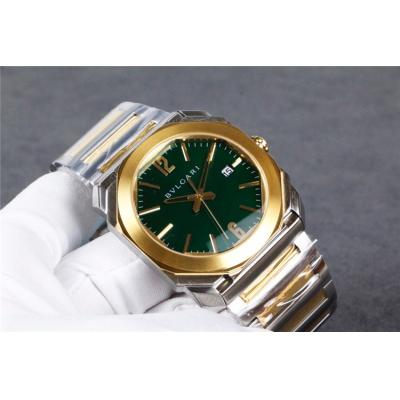 Replica Octo Japan Quartz Movement Mens Watch Green Dial Two Tone Yellow Gold C E26