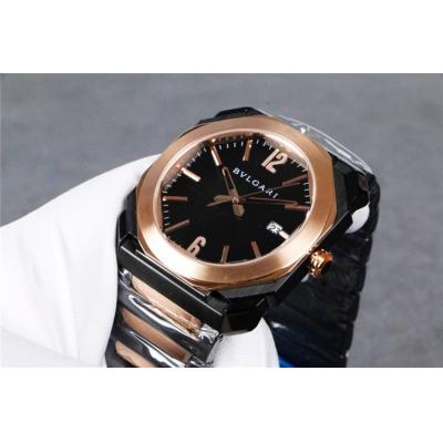 Replica Octo Japan Quartz Movement Mens Watch Black Dial Two Tone Rose Gold D E26